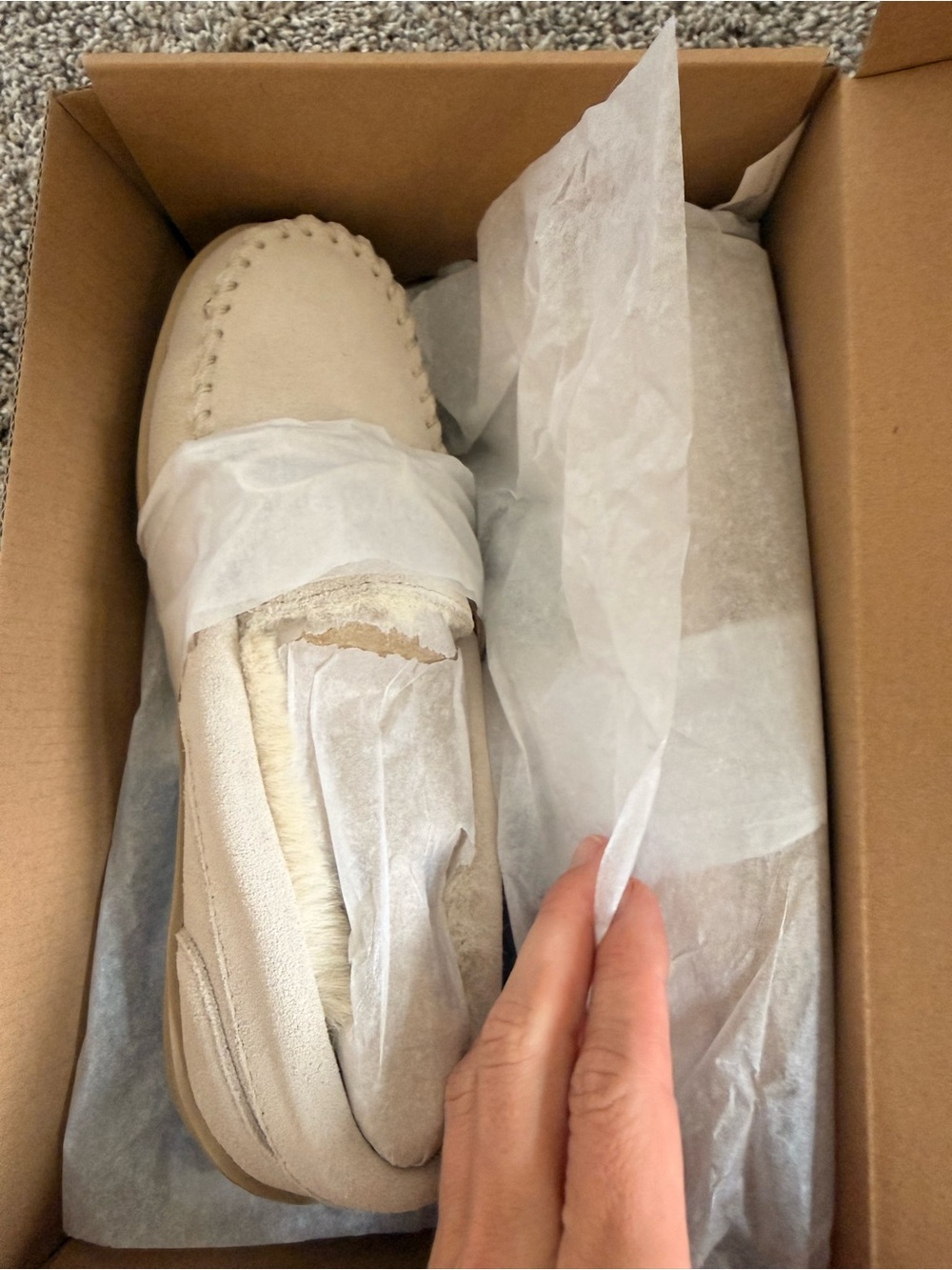 Cream Suede 🤍 Moccasin Slippers - Picture 5 of 6